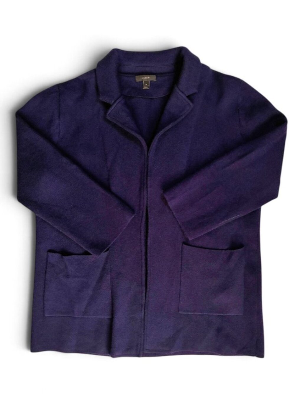 J.Crew Sophie Open-Front 100% Merino Wool Sweater Pockets Blazer - M - Navy Blue